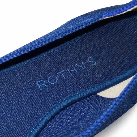Rothy's RETIRED The Point Deep Ocean Blue Tortoise Shell Bottom Flats, 7.5 - Picture 5 of 8